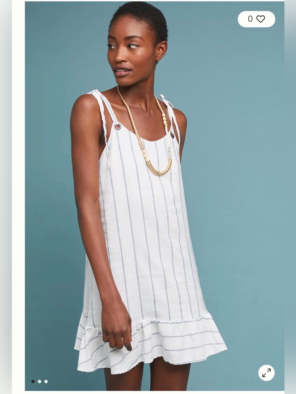Rails Sicily Striped Mini Dress Blue Linen Blend , Large